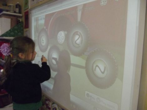 Number games on the Interactive Whiteboard.