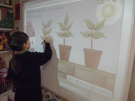 Number games on the Interactive Whiteboard.