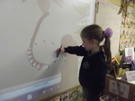 Number games on the Interactive Whiteboard.