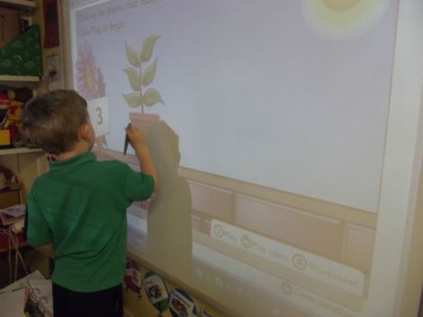 Number games on the Interactive Whiteboard.