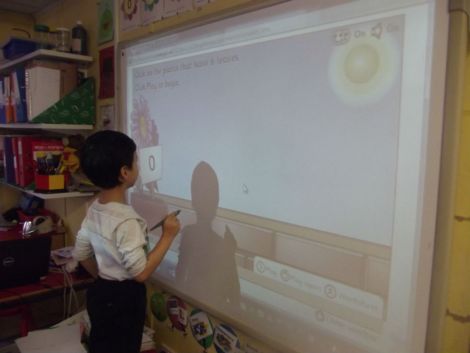 Number games on the Interactive Whiteboard.