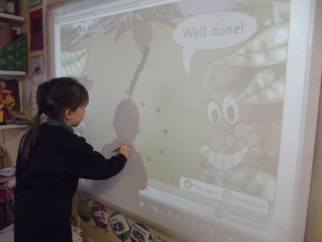 Number games on the Interactive Whiteboard.
